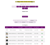 play-test inspection dashboard showing a list of inspections