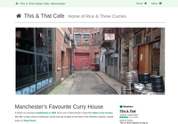 This & That homepage, showing "Home", "Menu", and a photo of the alley where the This & That Indian cafe is hidden away